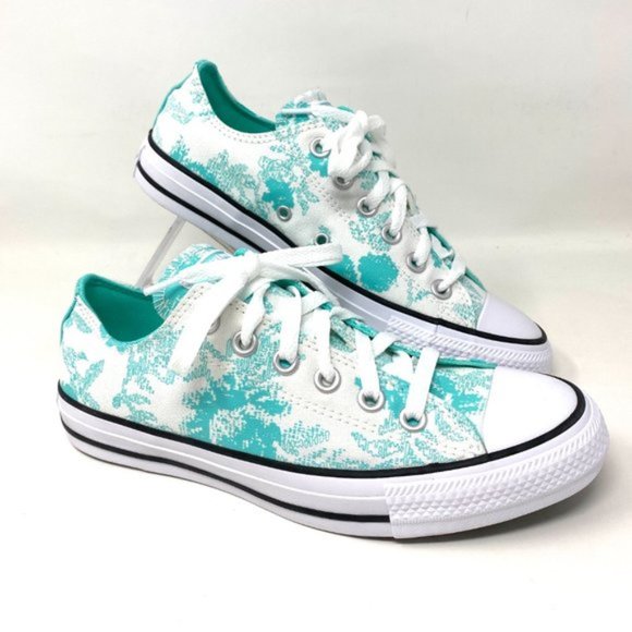 Converse Women's Size 571388F CTAS OX ELECTRIC AQUA WHITE Canvas Low Top Sneaker - Picture 6 of 8